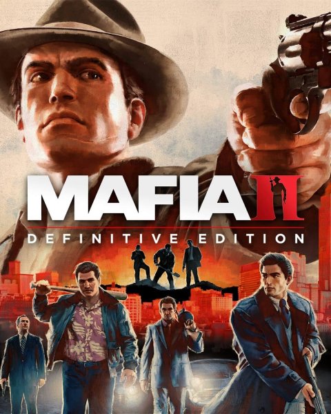 Томми Анджело из Mafia II держит пистолет на фоне города