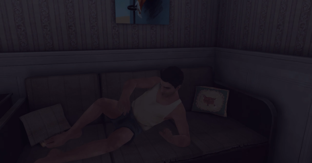 Мужчина лежит на диване в комнате