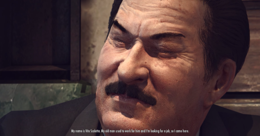 Лео Галанте из Mafia II щурится в помещении