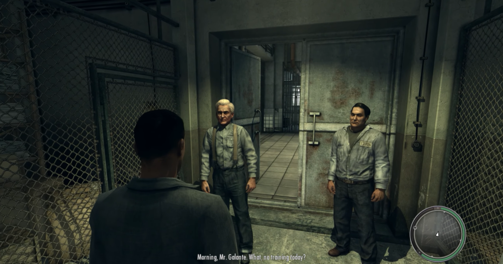 Заключённые разговаривают в тюремном коридоре Mafia II