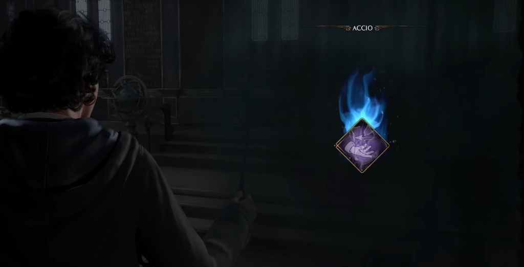 Волшебник применяет Акцио в Hogwarts Legacy в классе