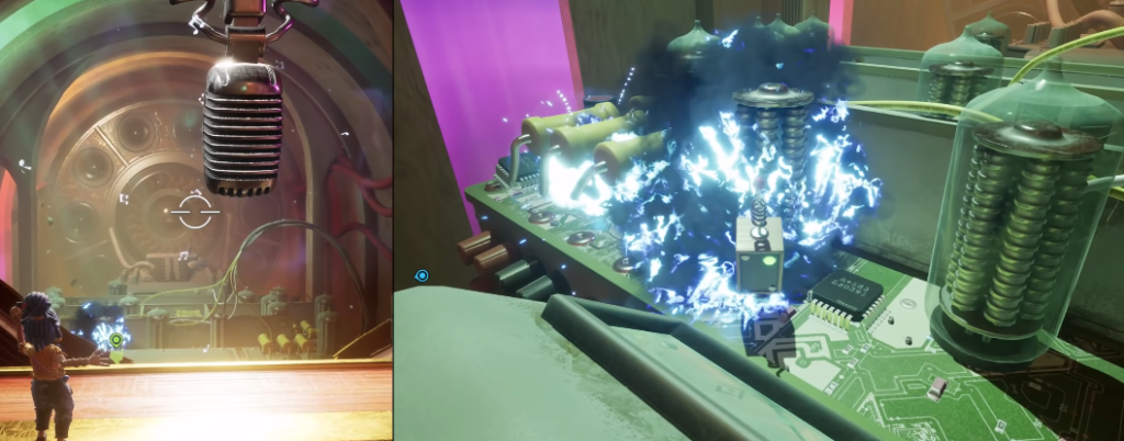 Мэй из It Takes Two чинит электрическую схему в лаборатории