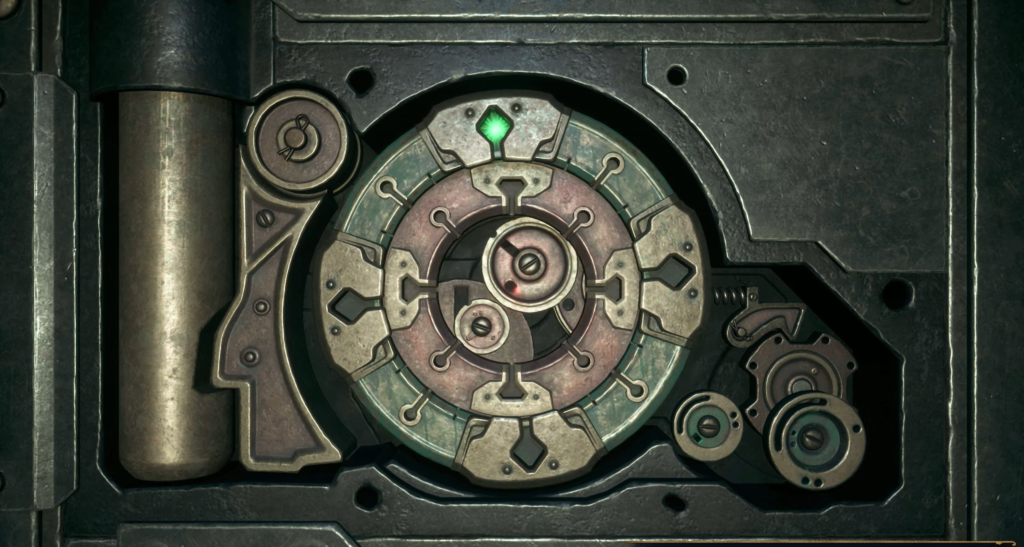 Механический замок с зелёным индикатором на панели