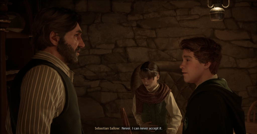 Себастьян Сэллоу разговаривает с мужчиной в комнате