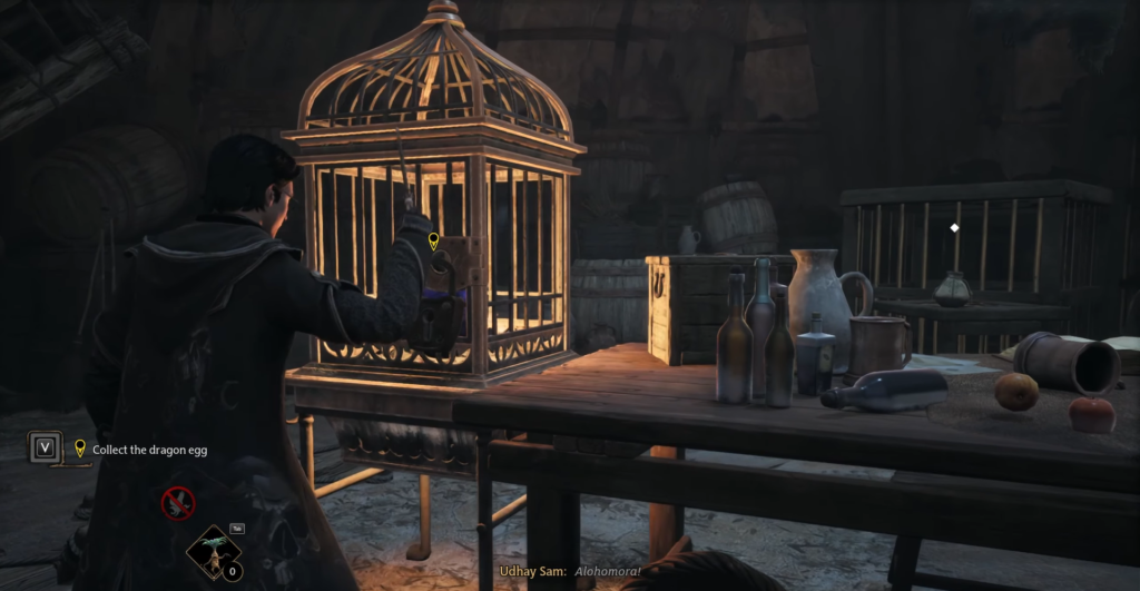 Удай Сэм открывает клетку заклинанием в Hogwarts Legacy