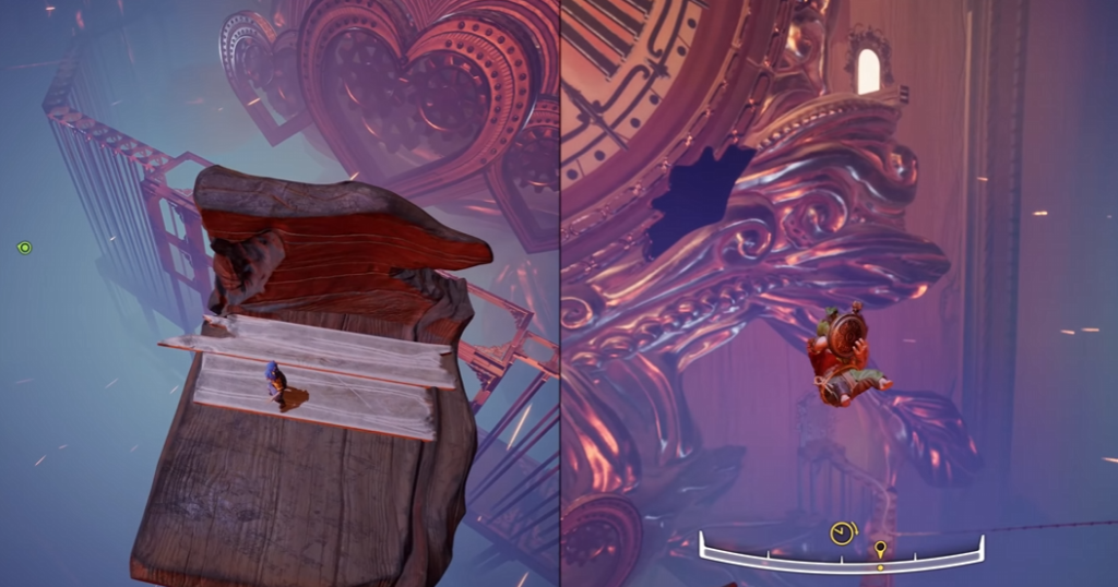 Мэй и Коди прыгают в механическом мире It Takes Two