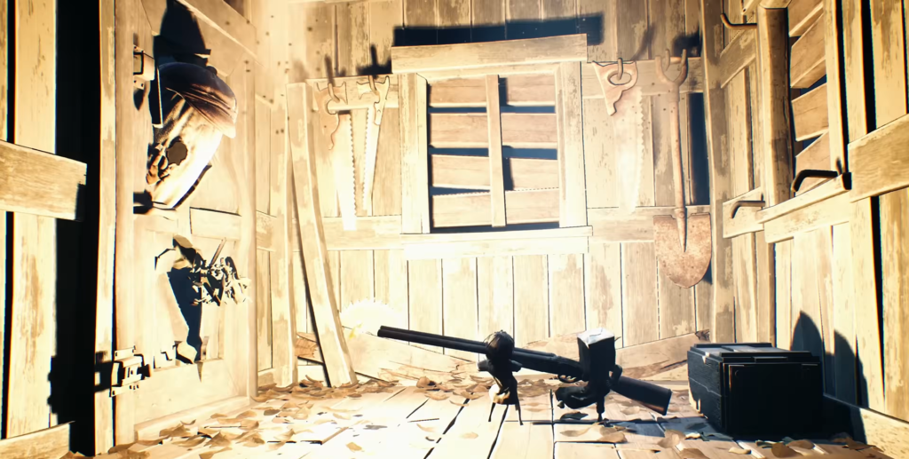 Персонажи Little Nightmares тащат трубу в сарае