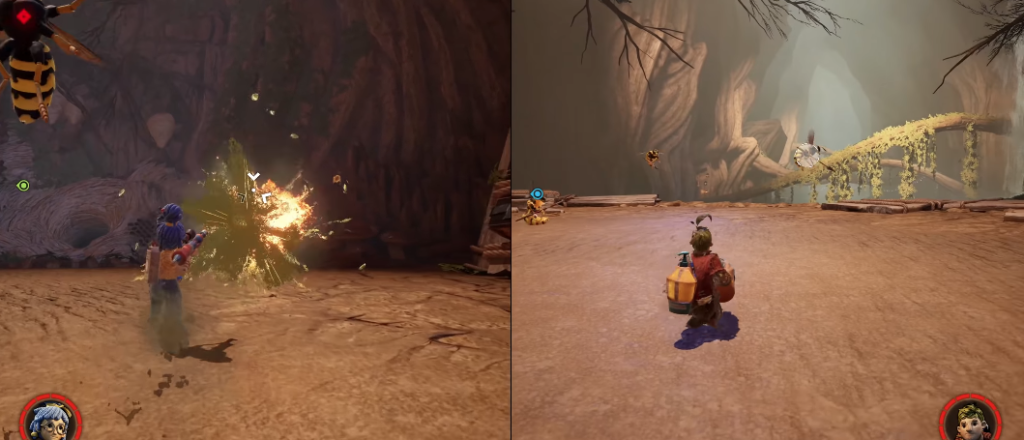 Персонажи It Takes Two сражаются в пещере