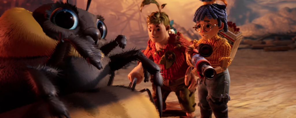 Мэй и Коди из It Takes Two целятся в паука в пещере