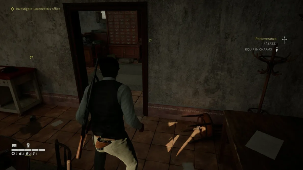 Себастьян Кастелланос идет в офис через дверь The Evil Within