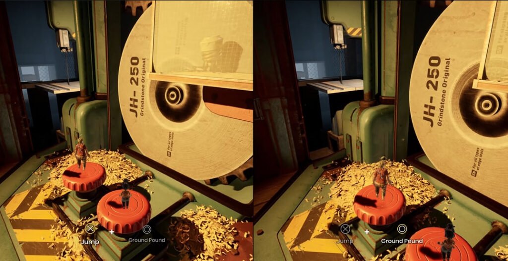 Мэй и Коди прыгают на красных кнопках в мастерской